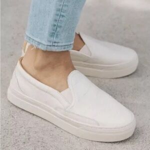 Nwob Women’s White Leather Soludos Platform Slip On Sneakers Ibiza